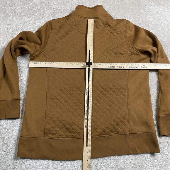 L.L.Bean Quilted Quarter Zip Pullover Mens L Brown Tan Sweatshirt Kangaroo - Picture 5 of 8